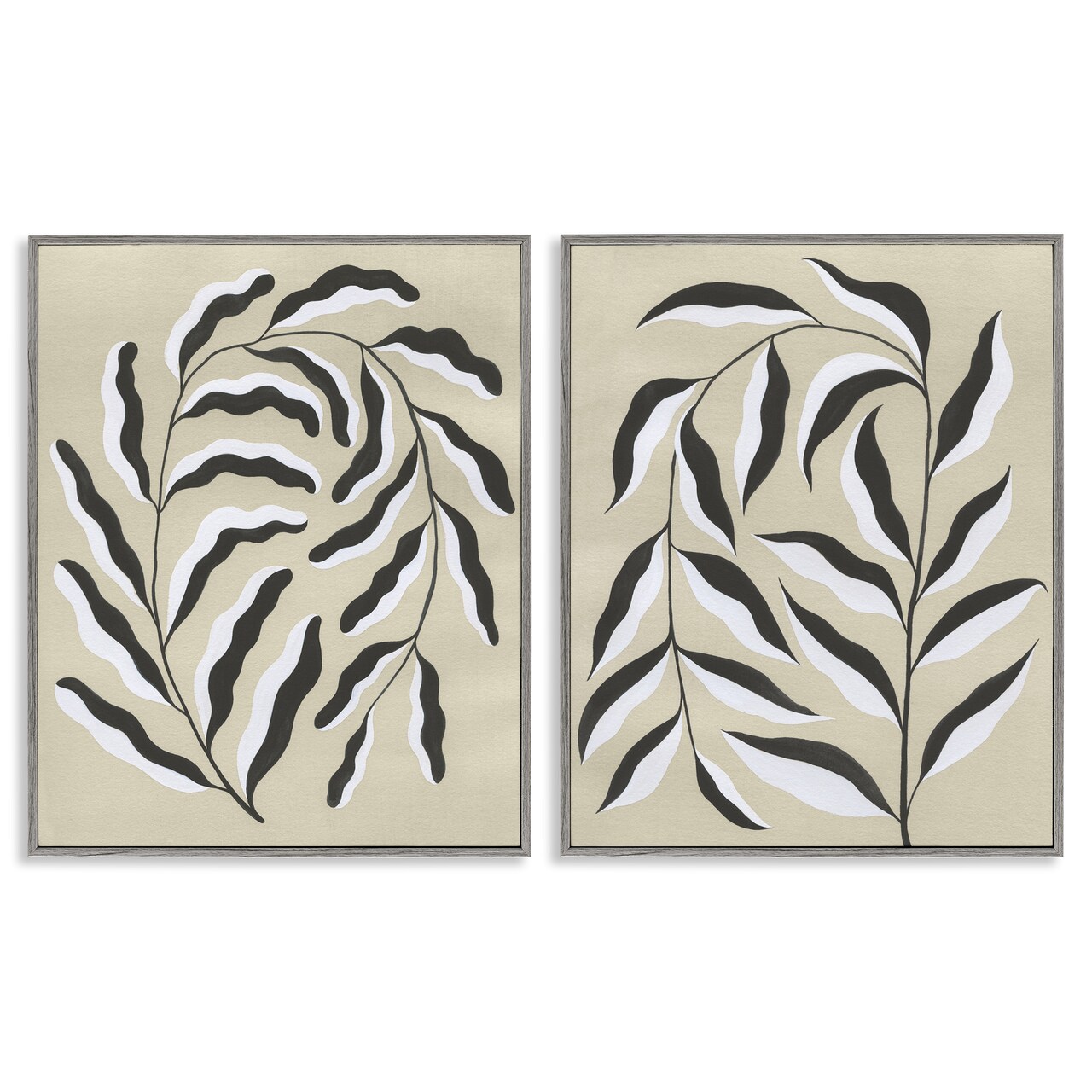 Stupell Industries Midcentury Mod Botanicals 2pc Framed Giclee Set Design by Grace Popp